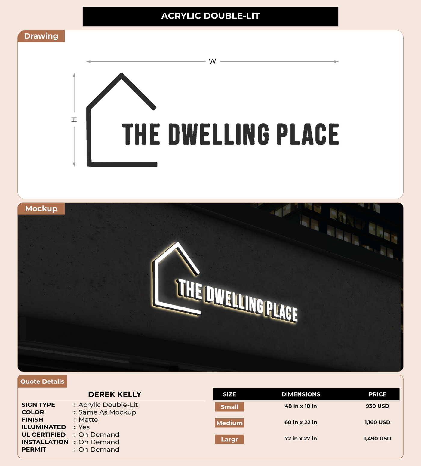 CUSTOM MOCKUP SIGN FOR Derek Kelly