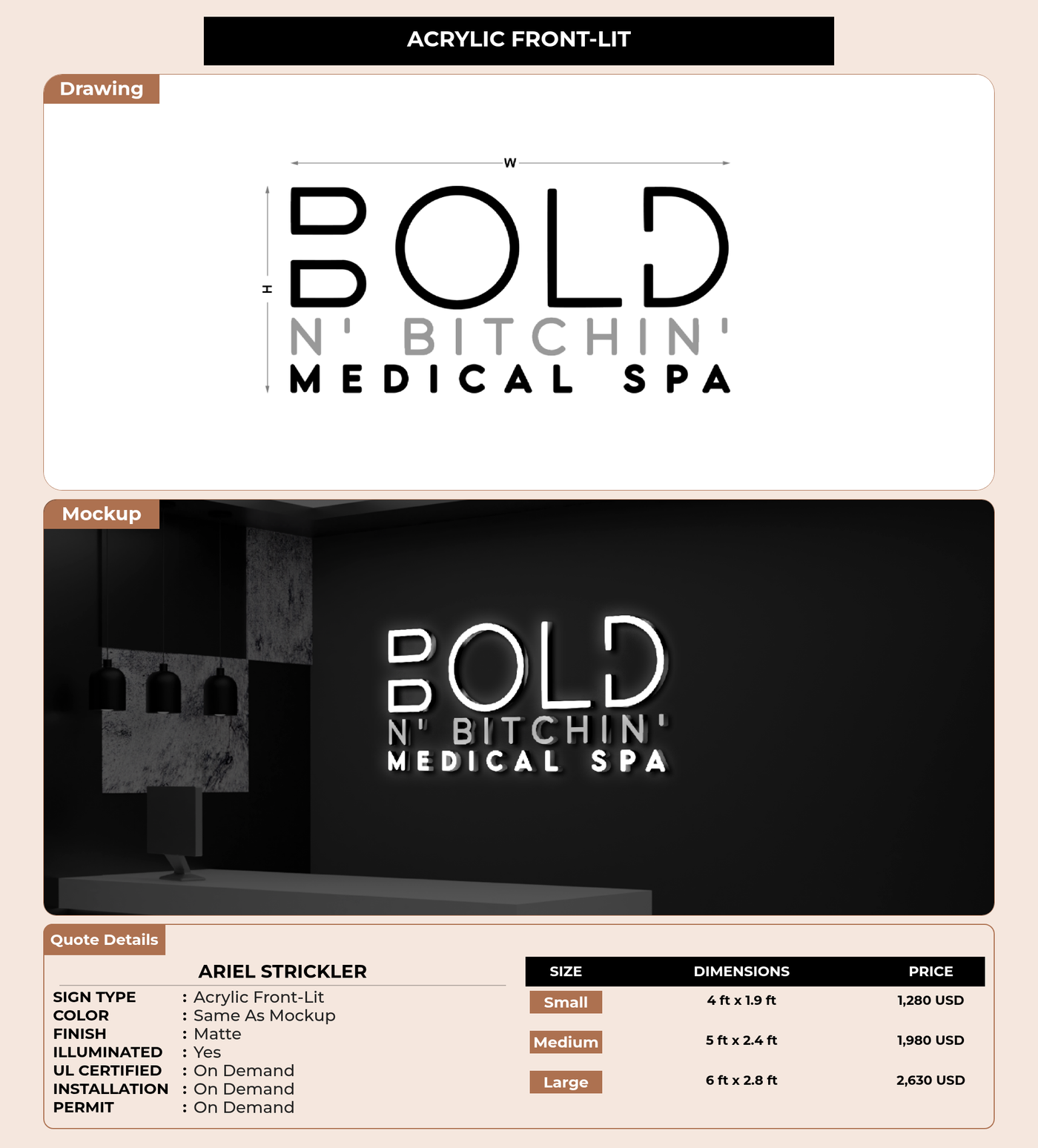 CUSTOM MOCKUP SIGN FOR Ariel Strickler