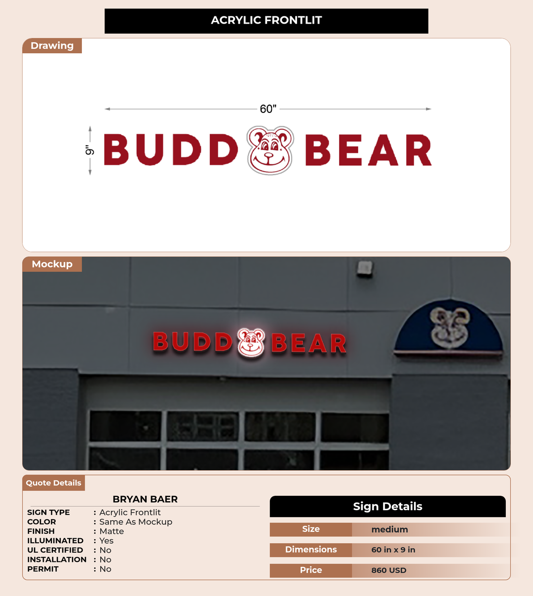 CUSTOM MOCKUP SIGN FOR Bryan Baer