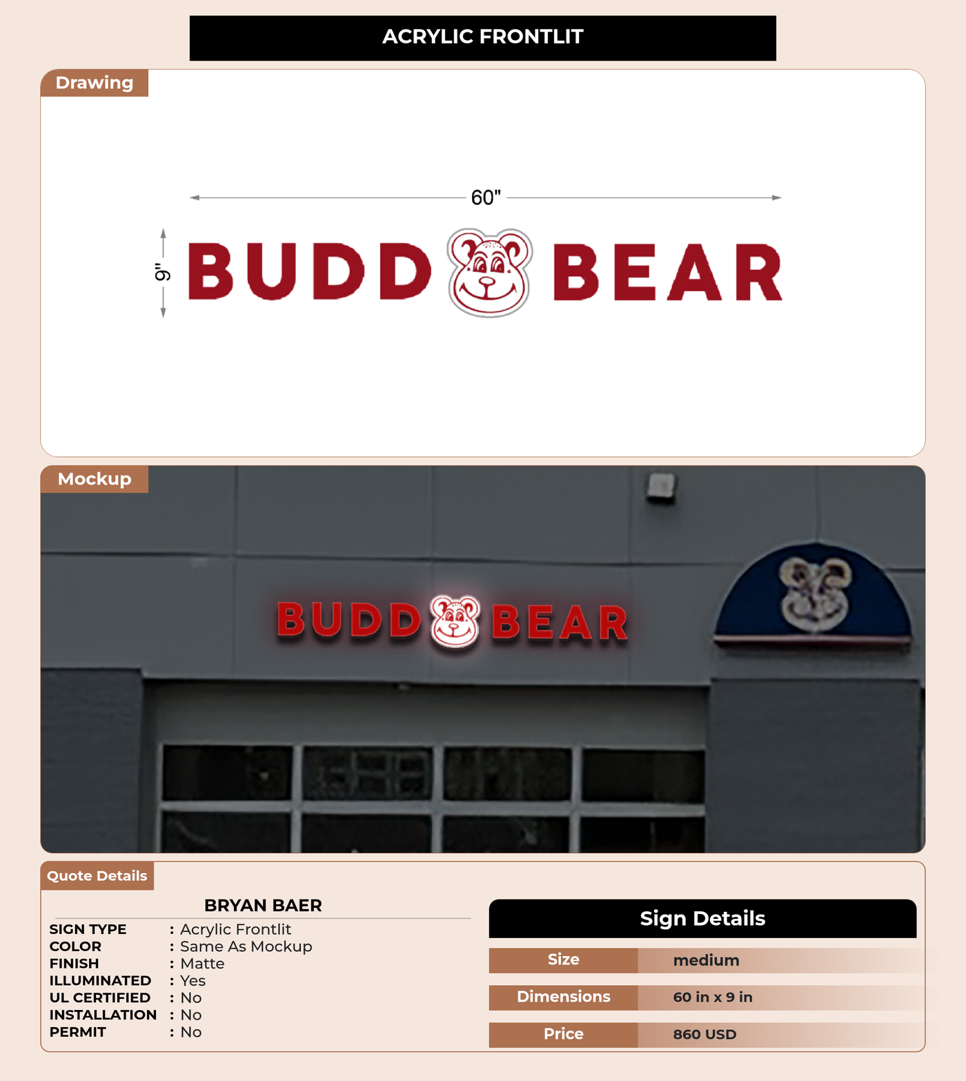 CUSTOM MOCKUP SIGN FOR Bryan Baer