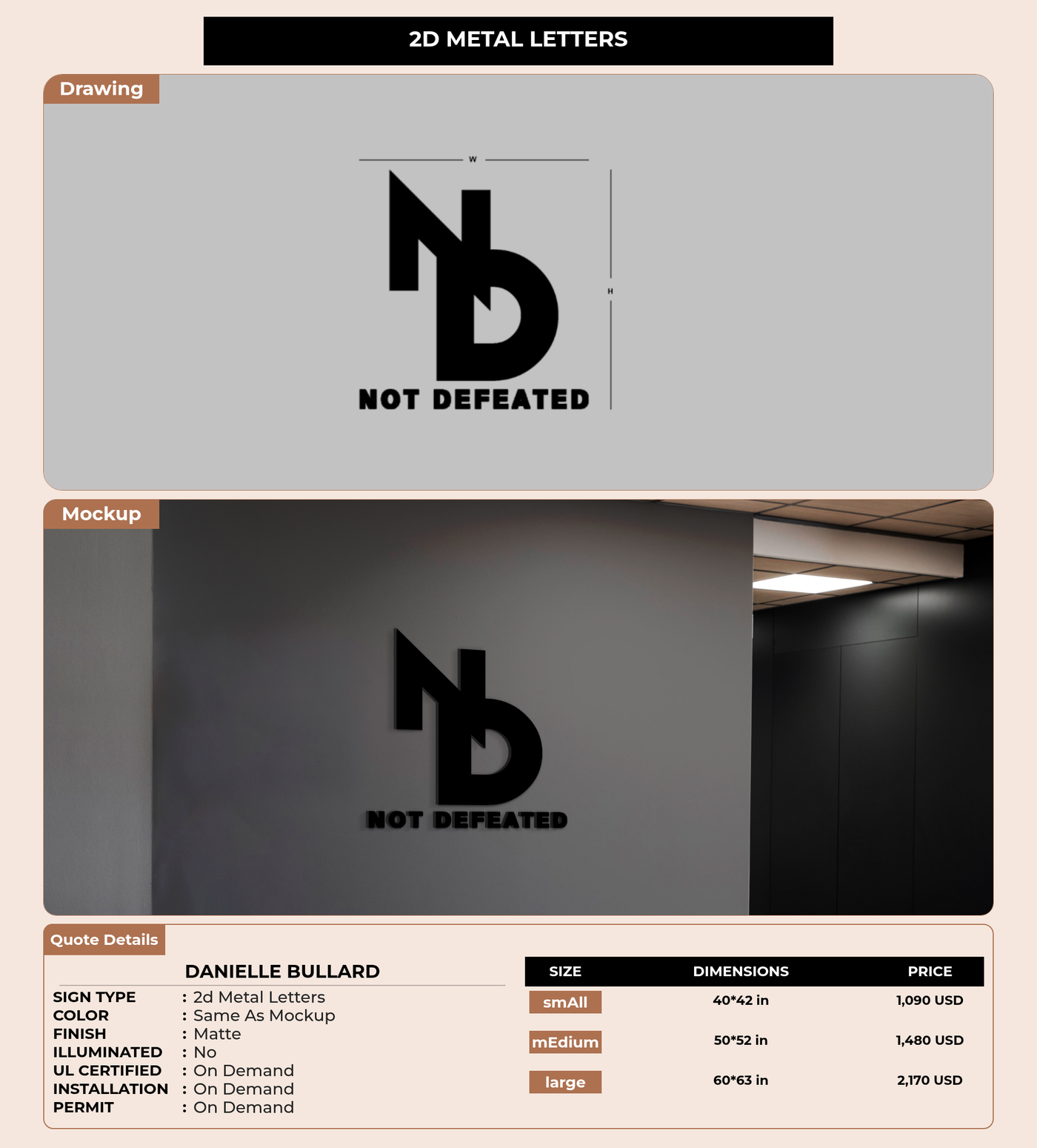 CUSTOM MOCKUP SIGN FOR Danielle Bullard
