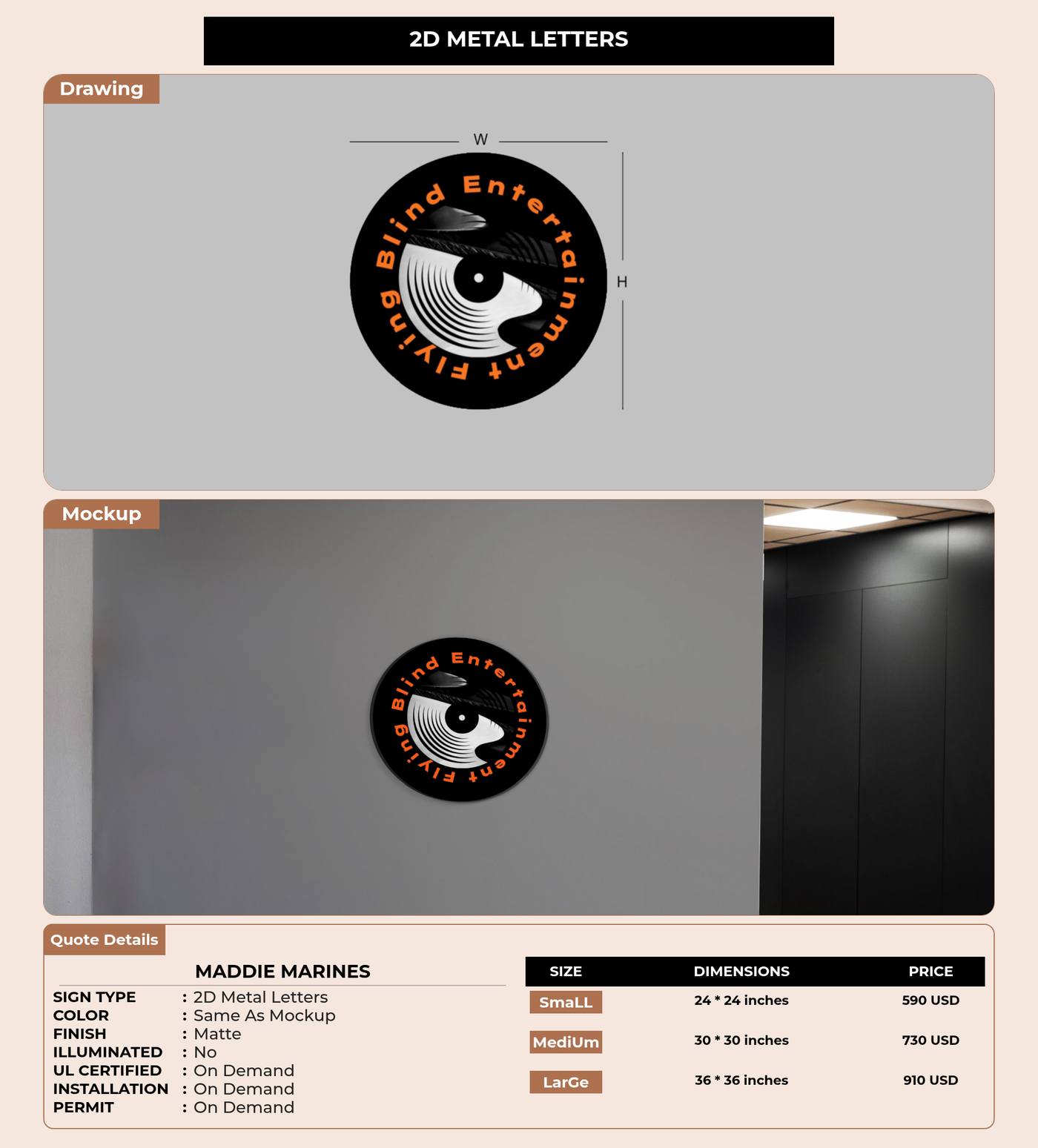 CUSTOM MOCKUP SIGN FOR Maddie Marines