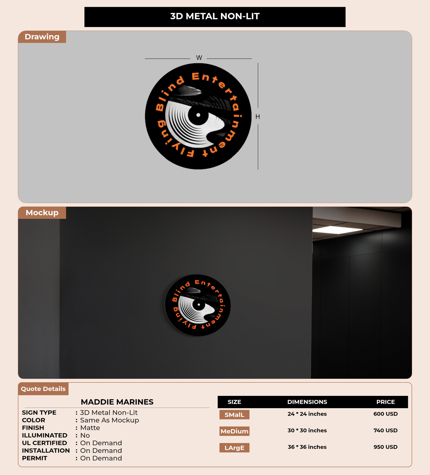CUSTOM MOCKUP SIGN FOR Maddie Marines