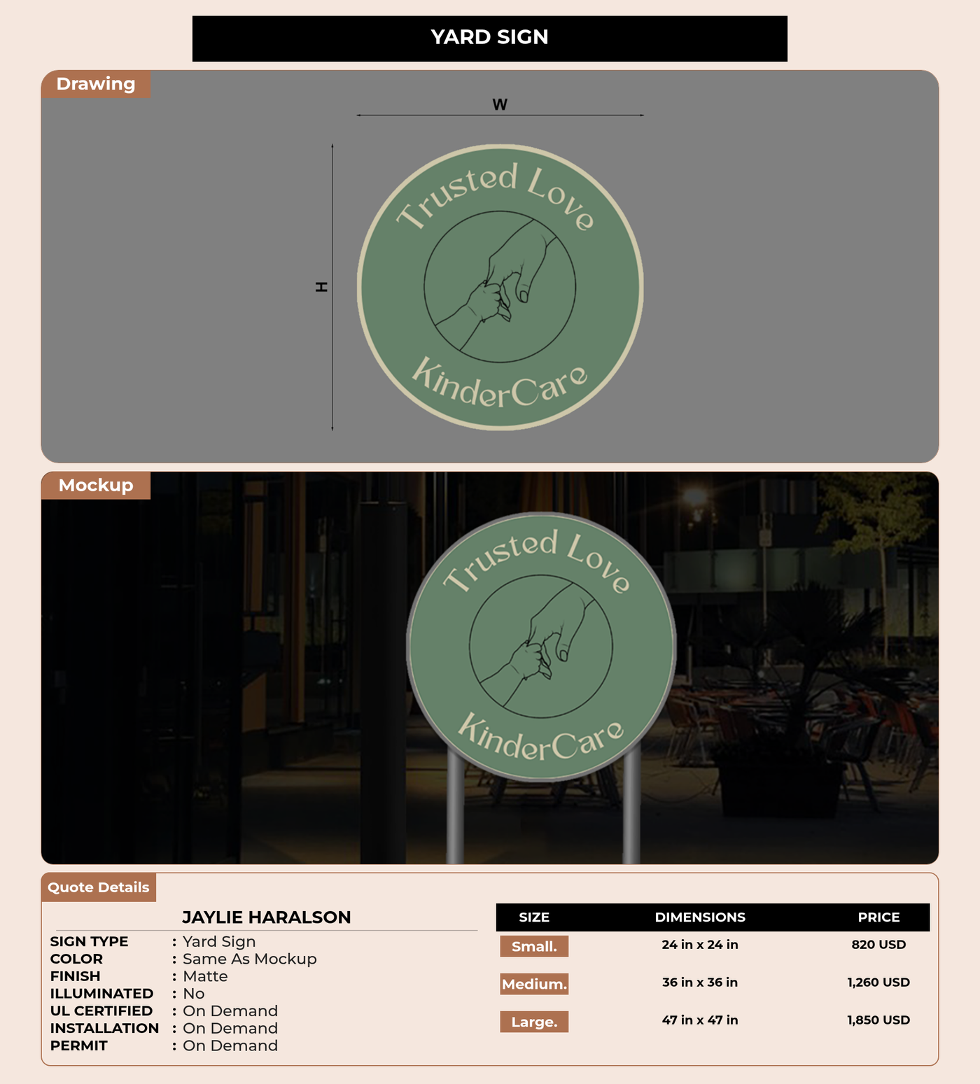 CUSTOM MOCKUP SIGN FOR Jaylie Haralson