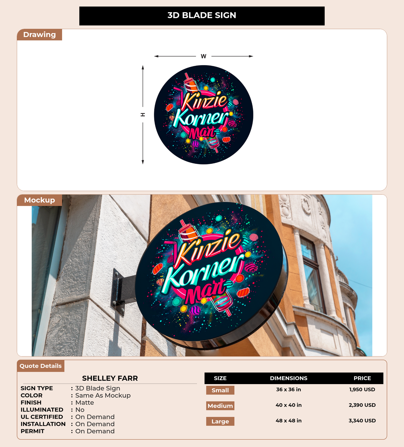 CUSTOM MOCKUP SIGN FOR Shelley Farr