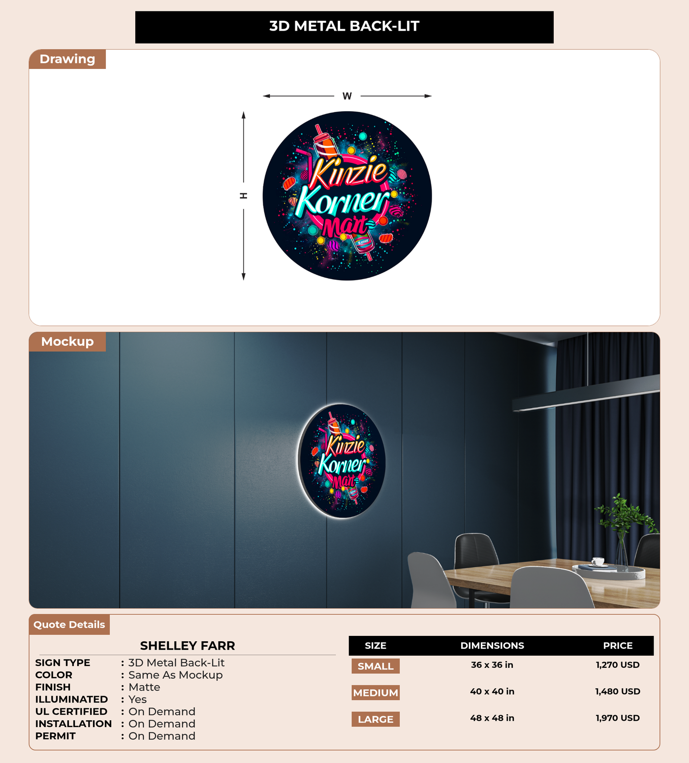 CUSTOM MOCKUP SIGN FOR Shelley Farr