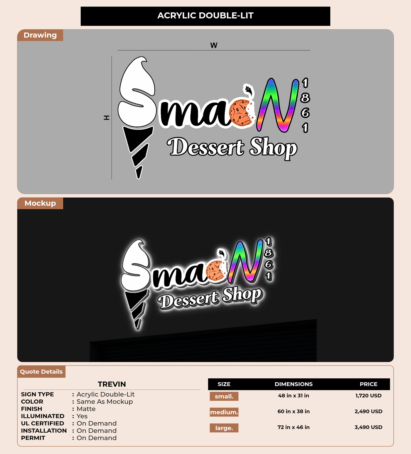 CUSTOM MOCKUP SIGN FOR Trevin