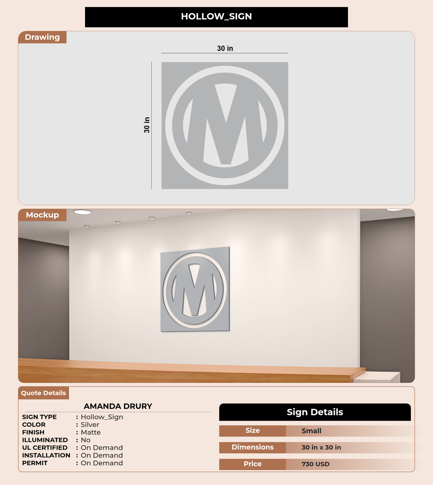 CUSTOM MOCKUP SIGN FOR Amanda Drury