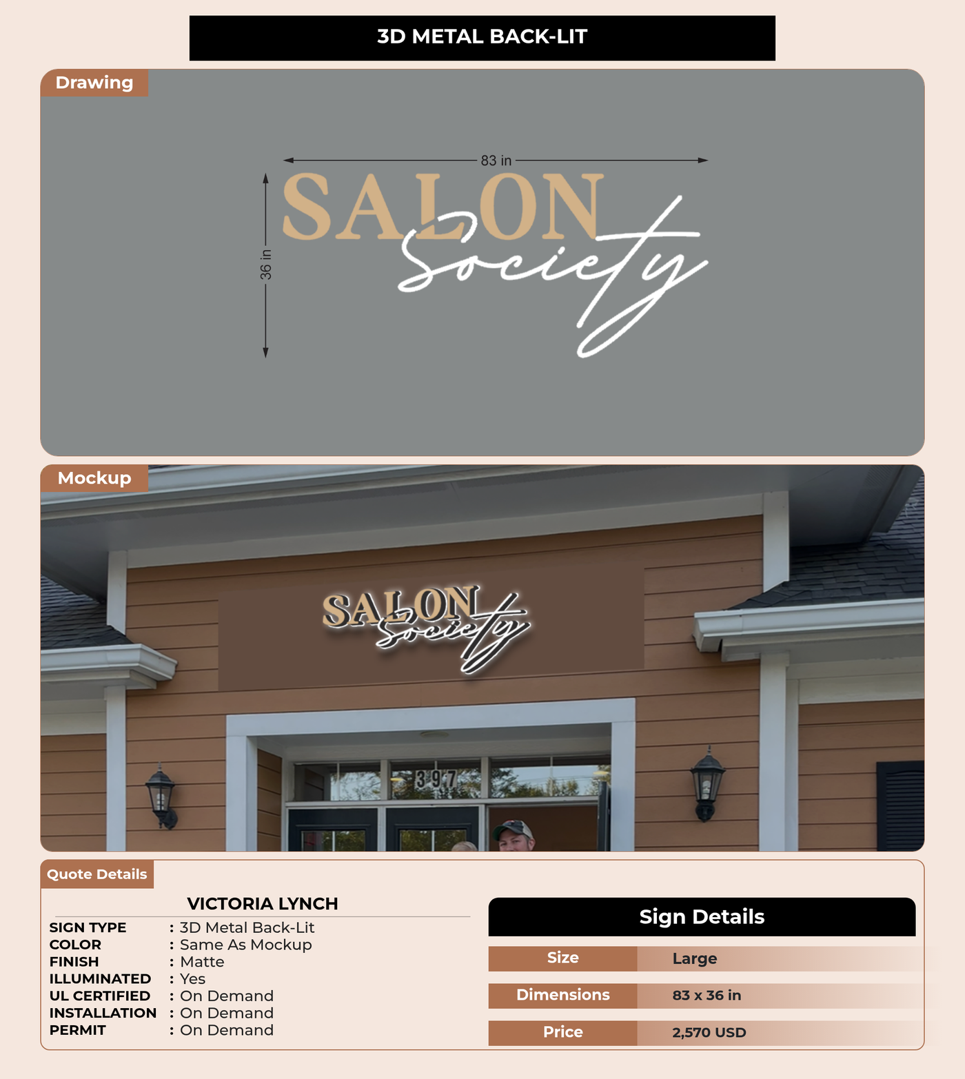 CUSTOM MOCKUP SIGN FOR Victoria Lynch