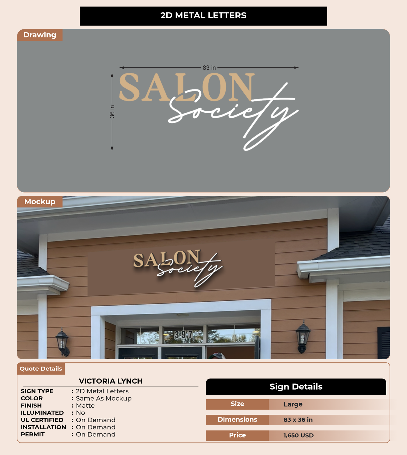 CUSTOM MOCKUP SIGN FOR Victoria Lynch