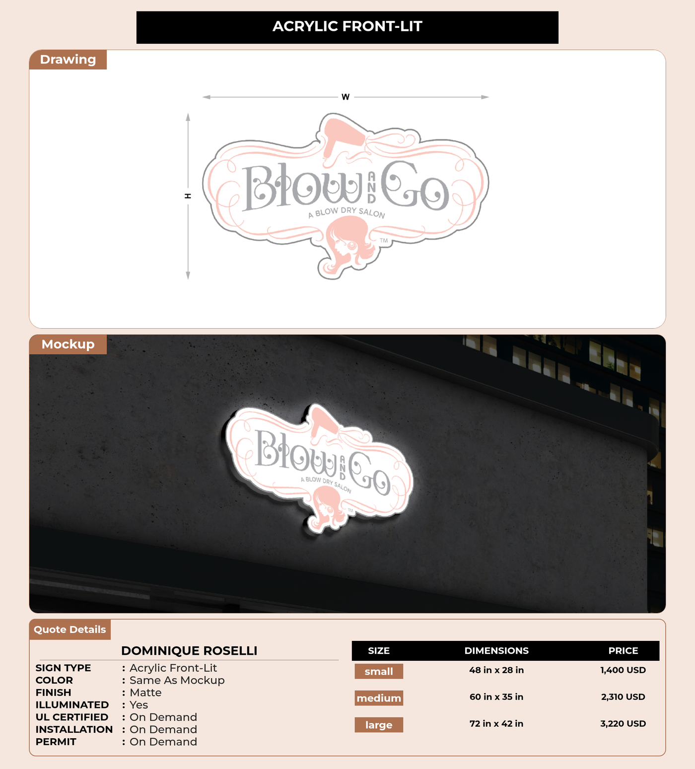CUSTOM MOCKUP SIGN FOR Dominique Roselli