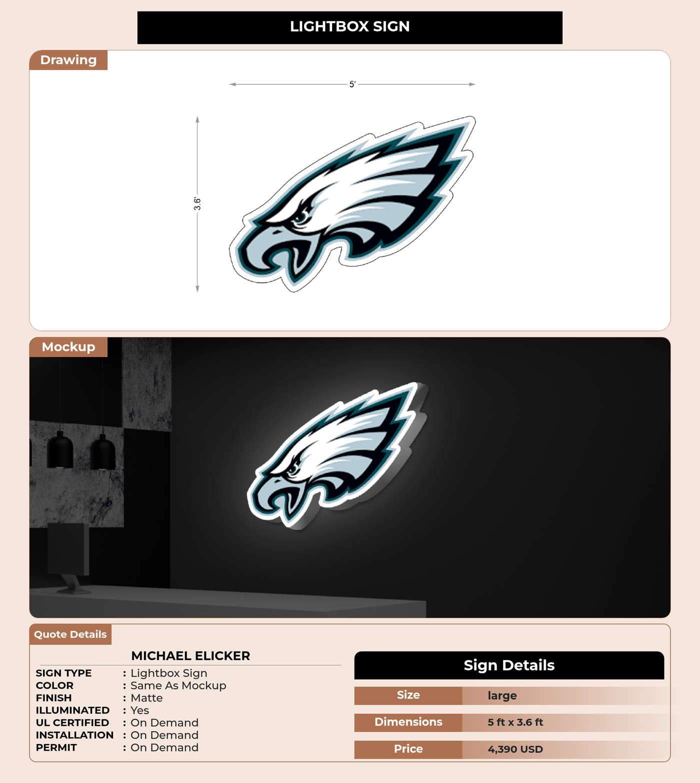 CUSTOM MOCKUP SIGN FOR MICHAEL ELICKER