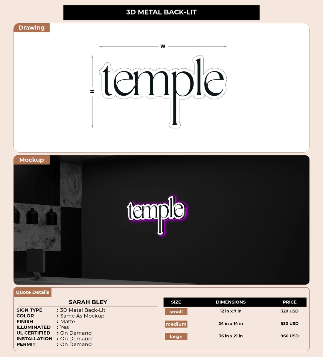 CUSTOM MOCKUP SIGN FOR Sarah Bley