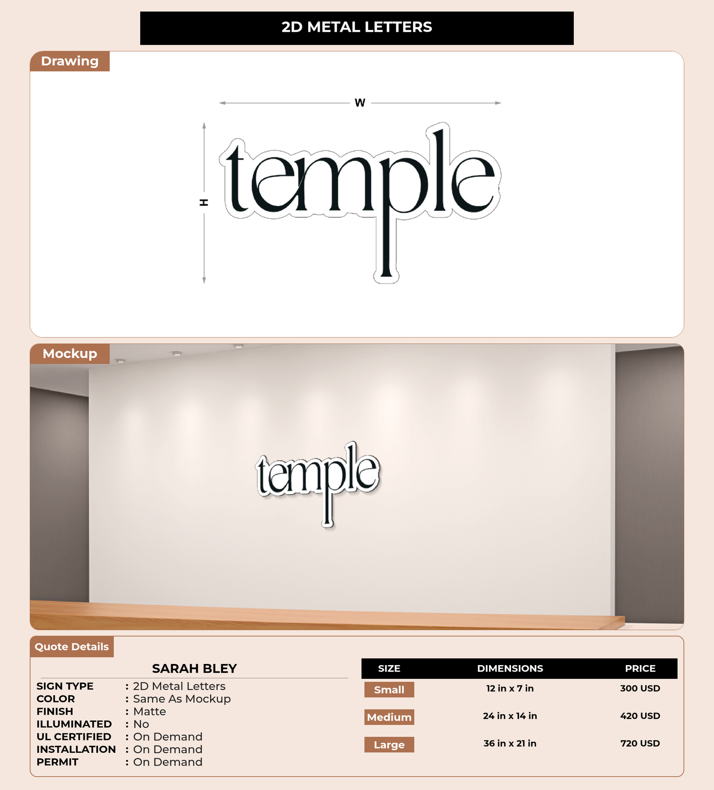 CUSTOM MOCKUP SIGN FOR Sarah Bley