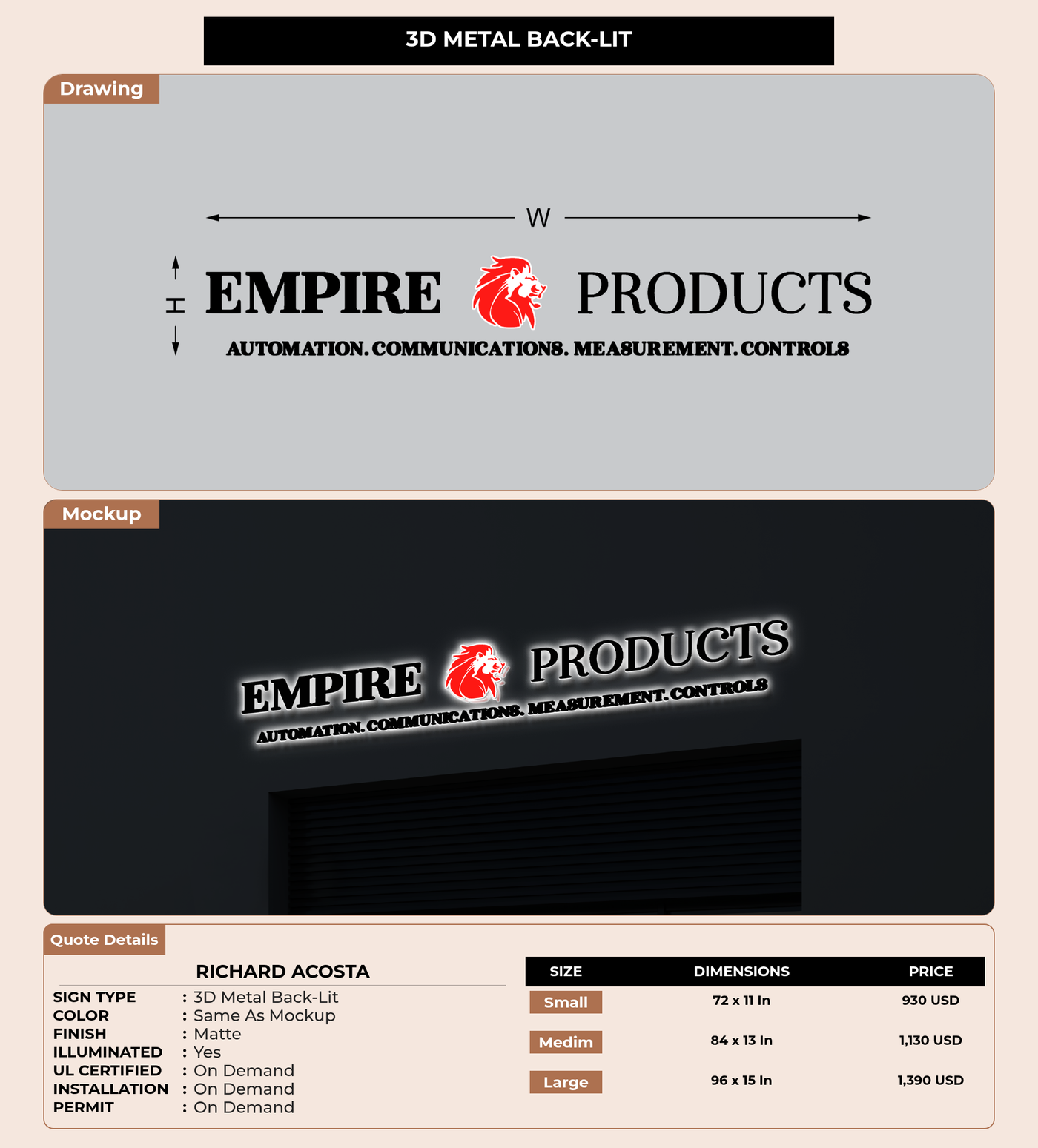 CUSTOM MOCKUP SIGN FOR Richard  Acosta