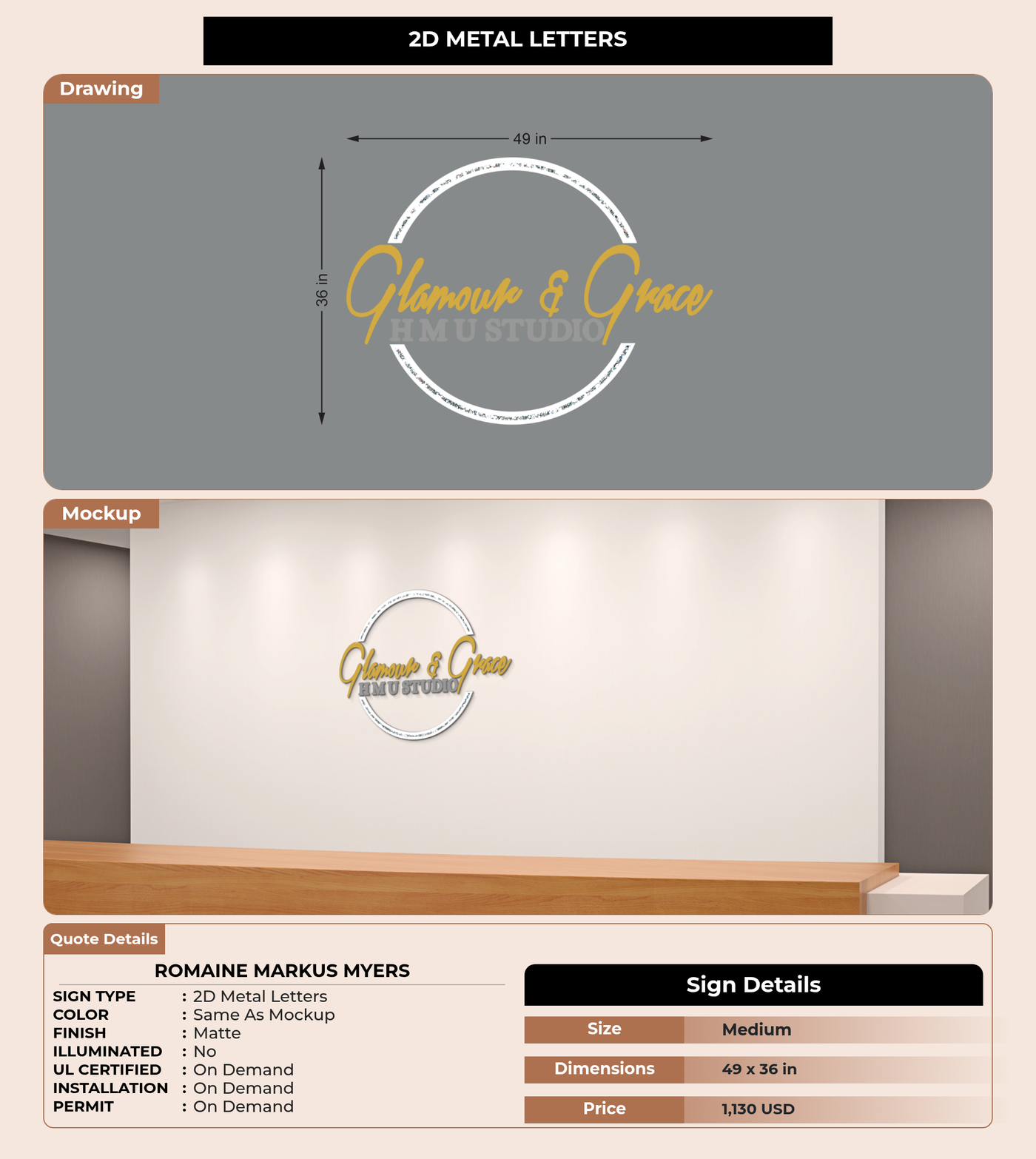 CUSTOM MOCKUP SIGN FOR Romaine Markus Myers