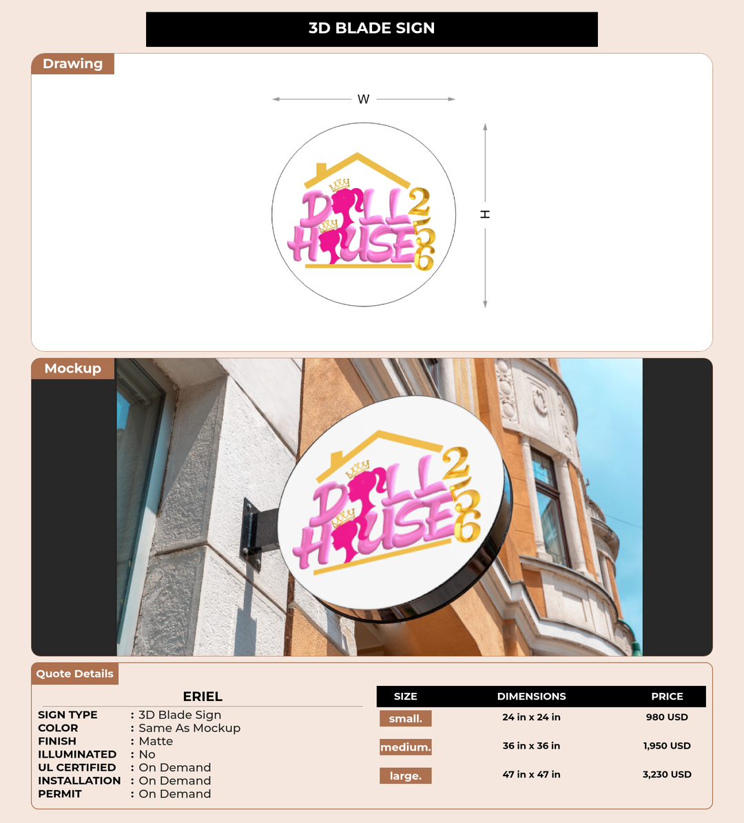 CUSTOM MOCKUP SIGN FOR Eriel