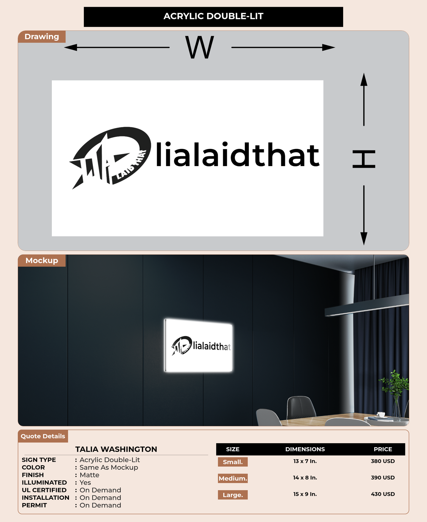 CUSTOM MOCKUP SIGN FOR Talia Washington