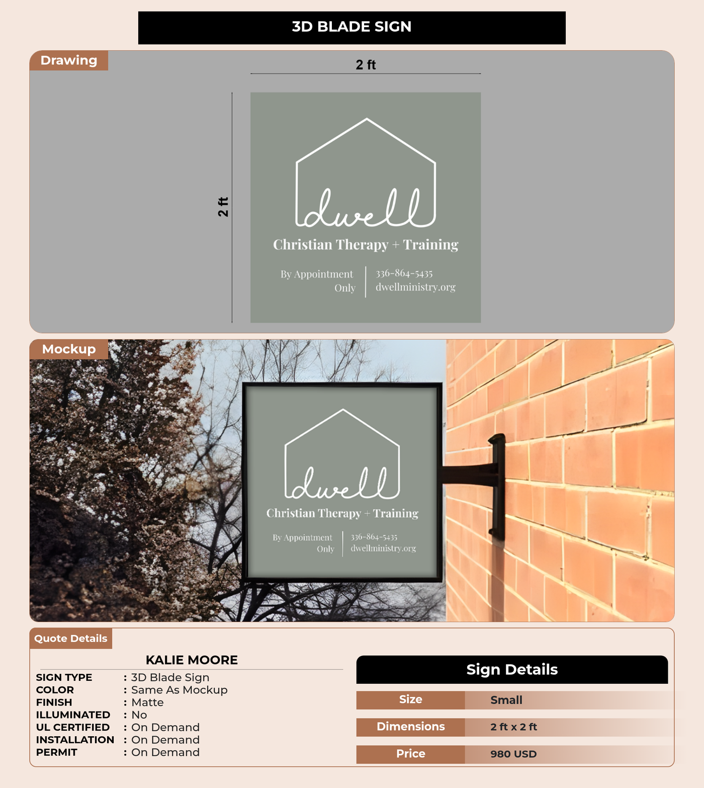 CUSTOM MOCKUP SIGN FOR Kalie Moore