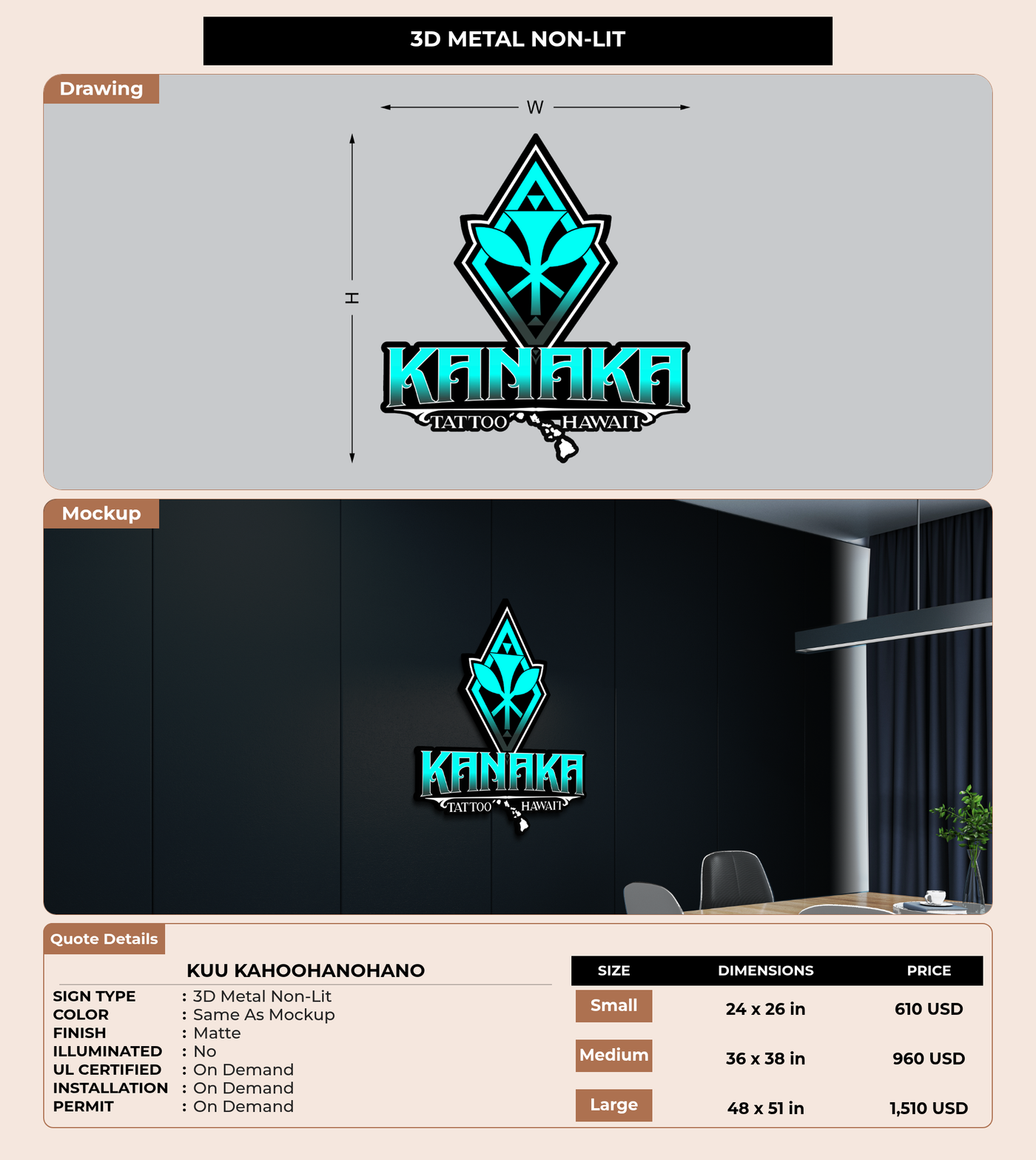 CUSTOM MOCKUP SIGN FOR Kuu Kahoohanohano