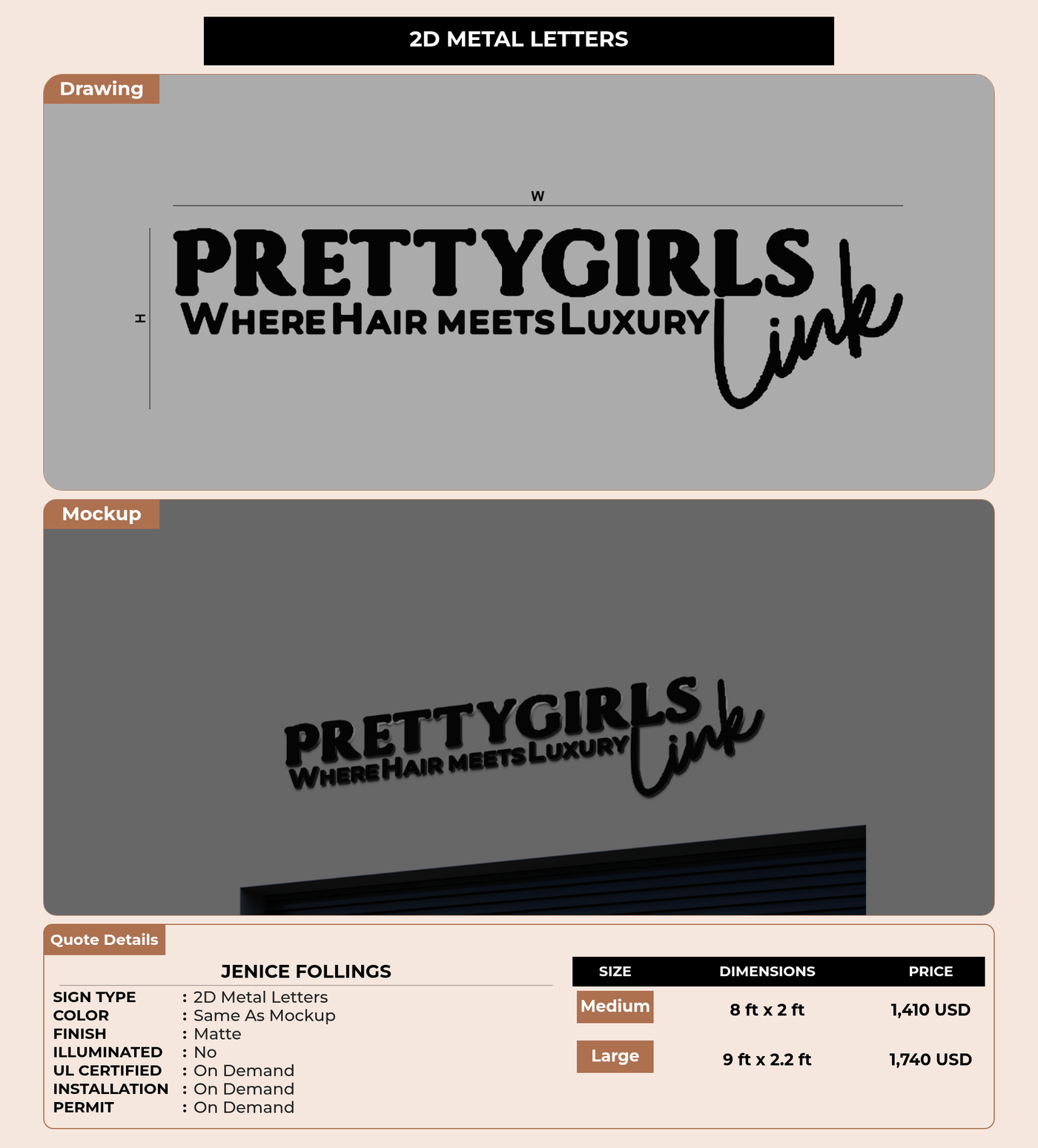 CUSTOM MOCKUP SIGN FOR Jenice follings