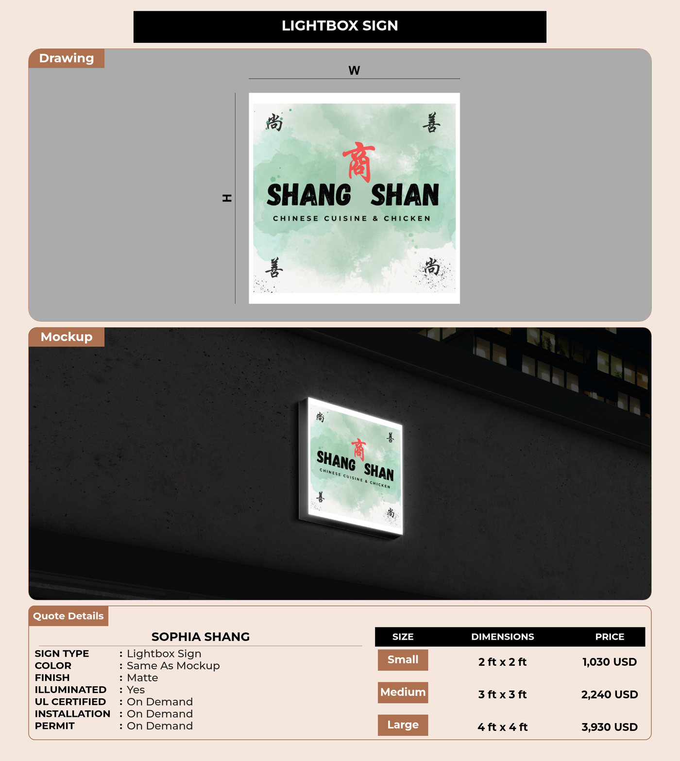 CUSTOM MOCKUP SIGN FOR Sophia Shang
