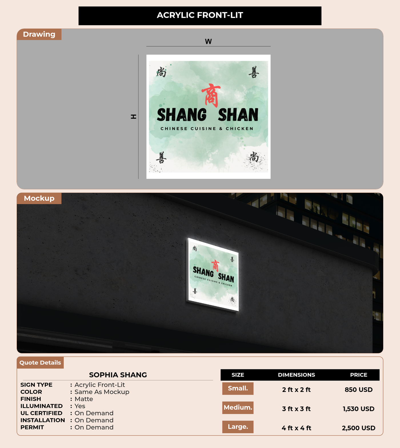 CUSTOM MOCKUP SIGN FOR Sophia Shang