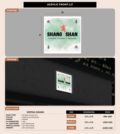 CUSTOM MOCKUP SIGN FOR Sophia Shang