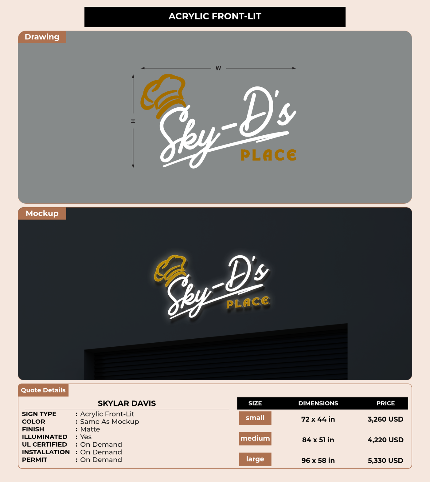 CUSTOM MOCKUP SIGN FOR Skylar Davis