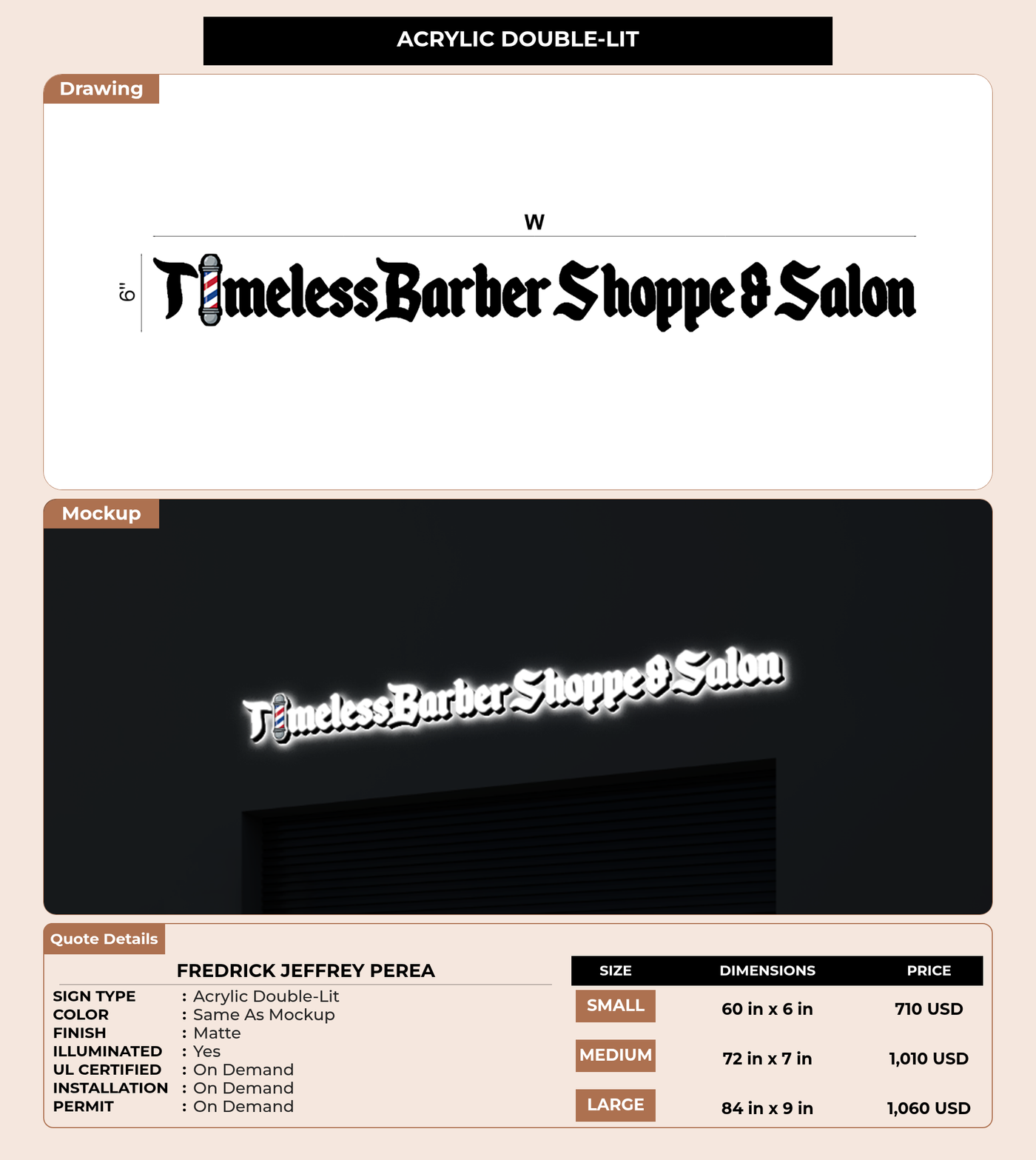 CUSTOM MOCKUP SIGN FOR Fredrick Jeffrey Perea