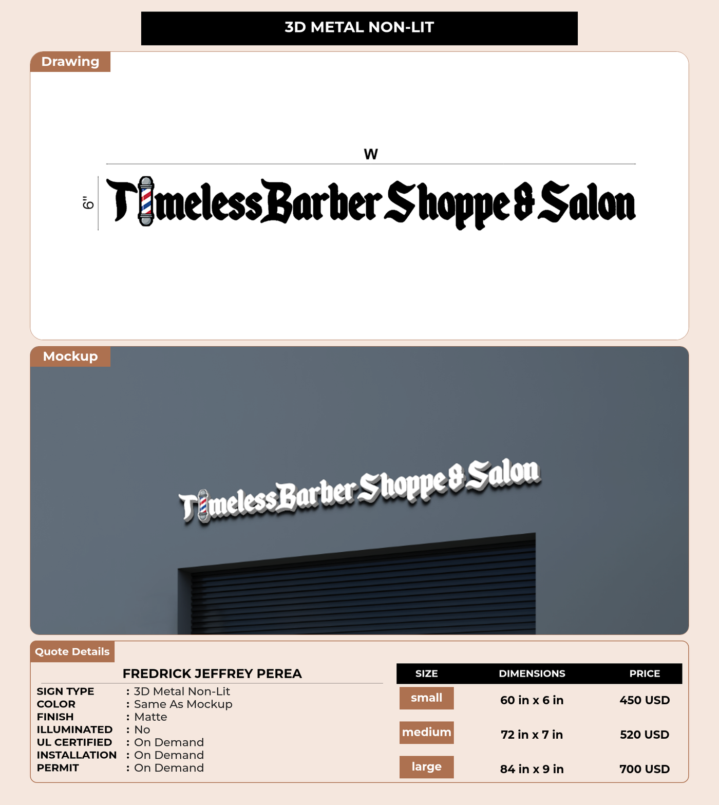 CUSTOM MOCKUP SIGN FOR Fredrick Jeffrey Perea