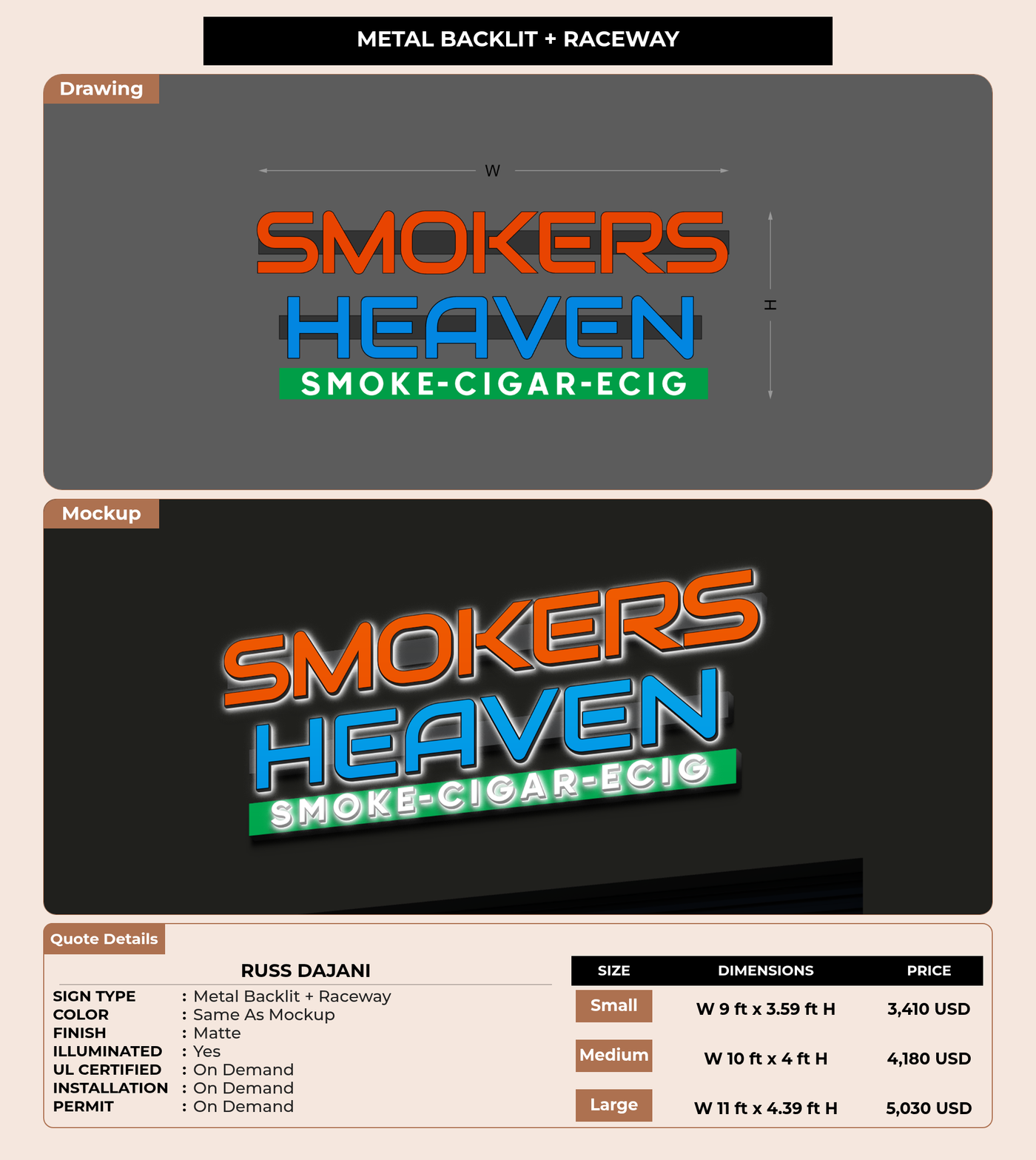 CUSTOM MOCKUP SIGN FOR Russ Dajani