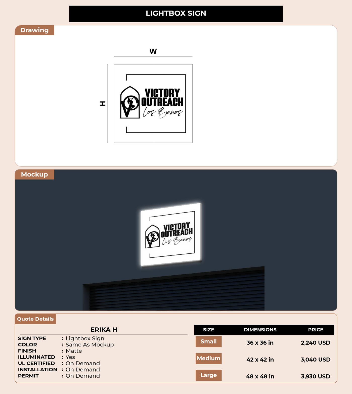 CUSTOM MOCKUP SIGN FOR Erika H