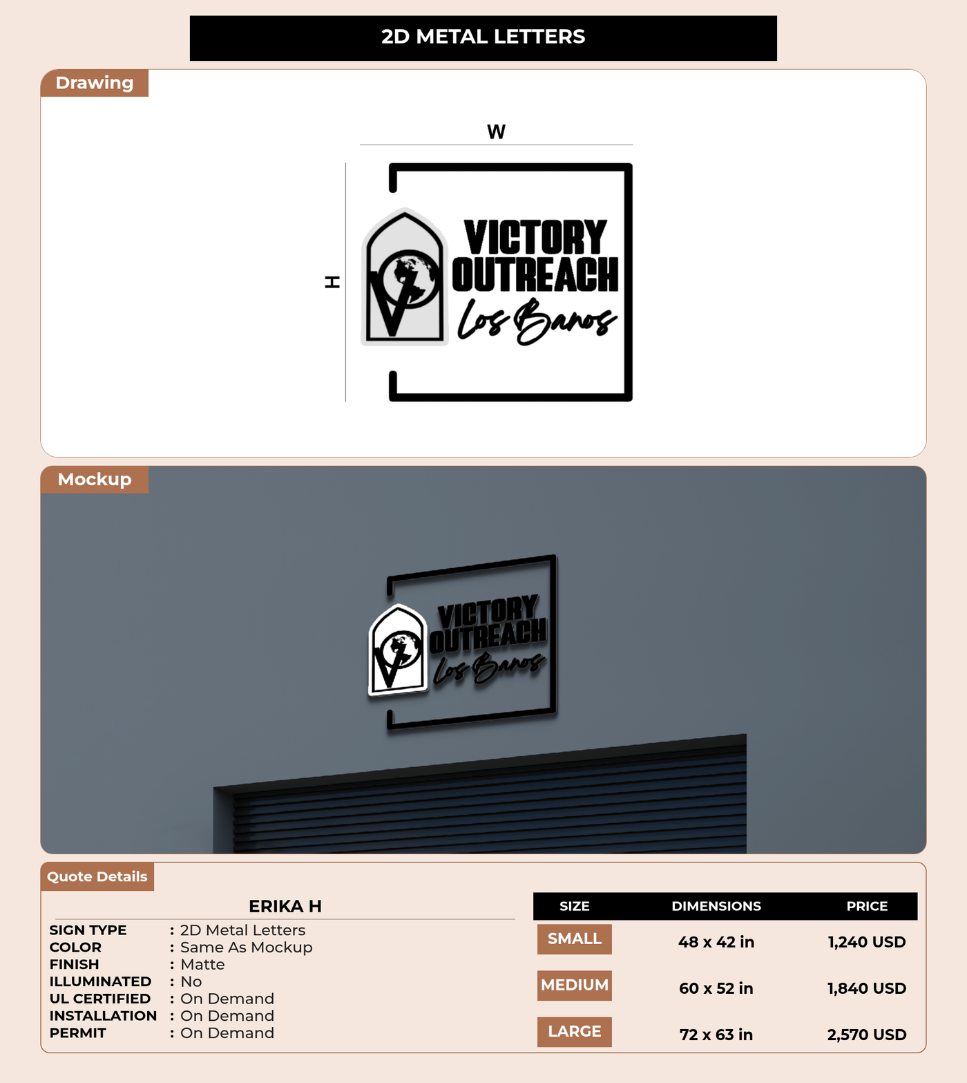 CUSTOM MOCKUP SIGN FOR Erika H