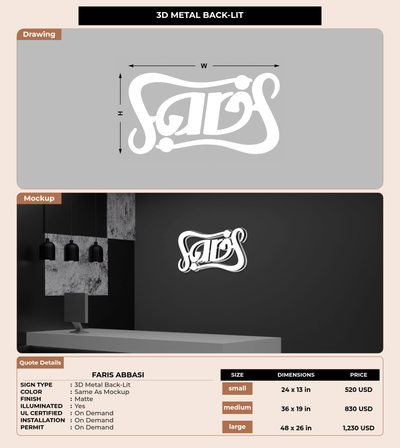 CUSTOM MOCKUP SIGN FOR Faris Abbasi