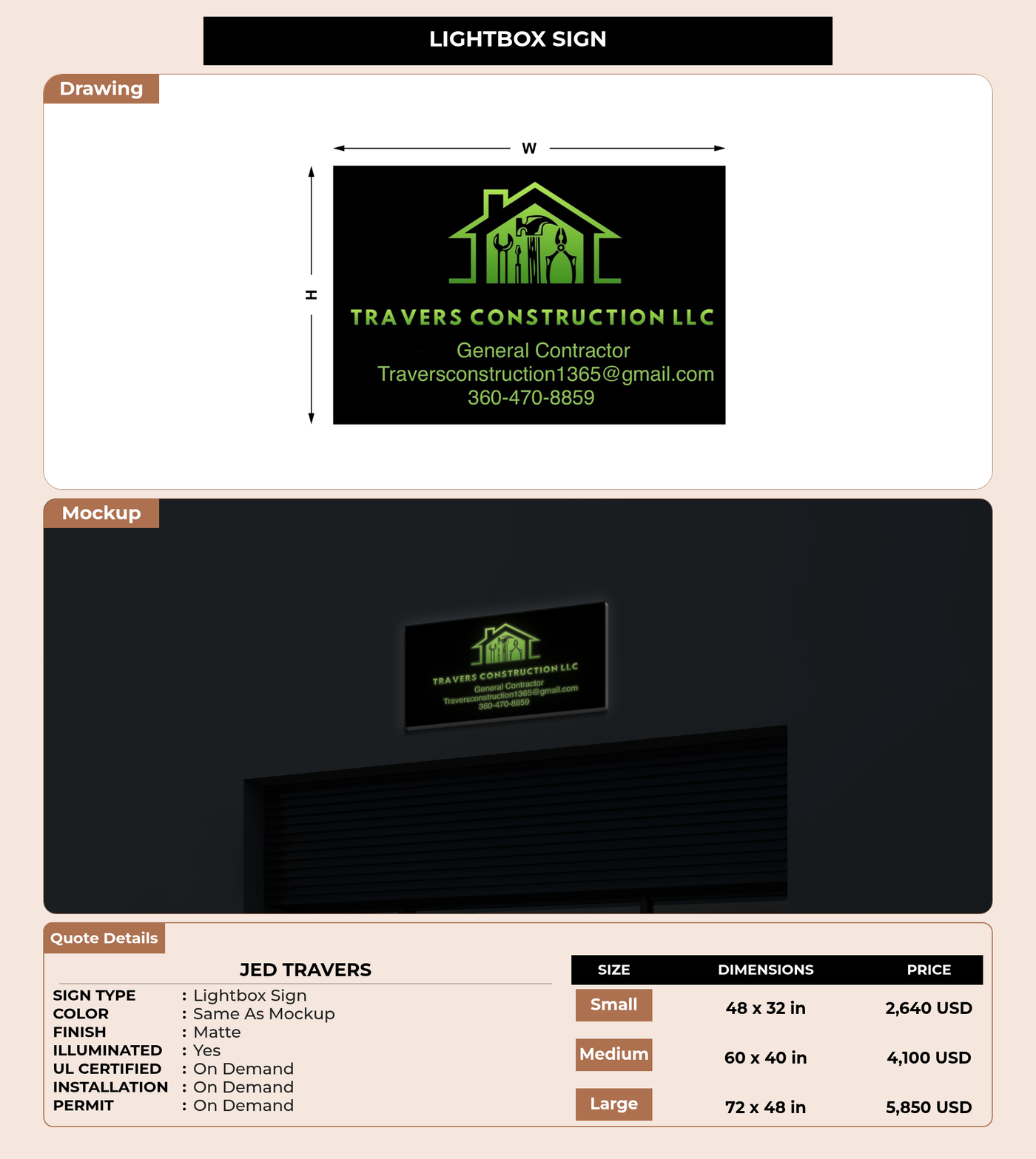 CUSTOM MOCKUP SIGN FOR Jed travers