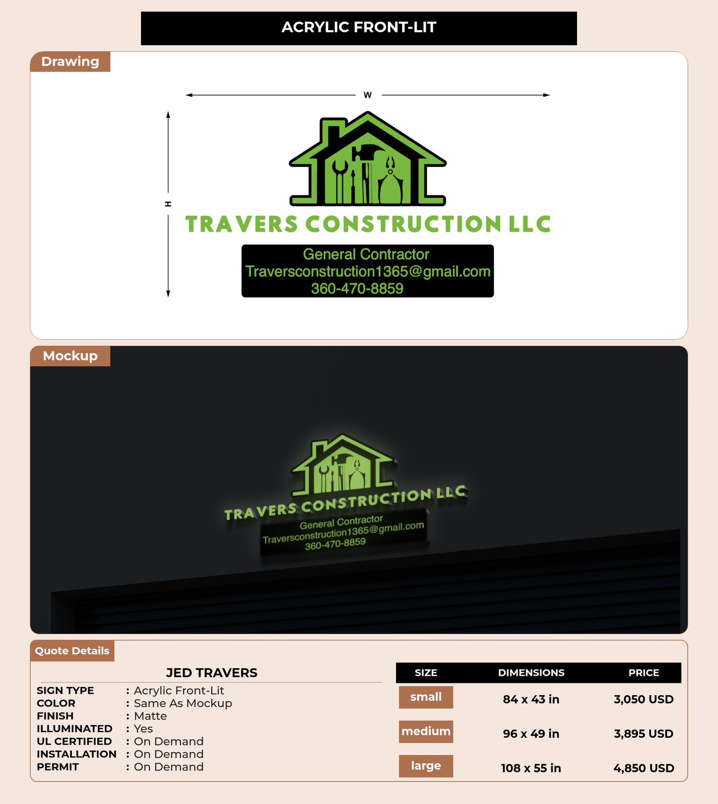 CUSTOM MOCKUP SIGN FOR Jed travers