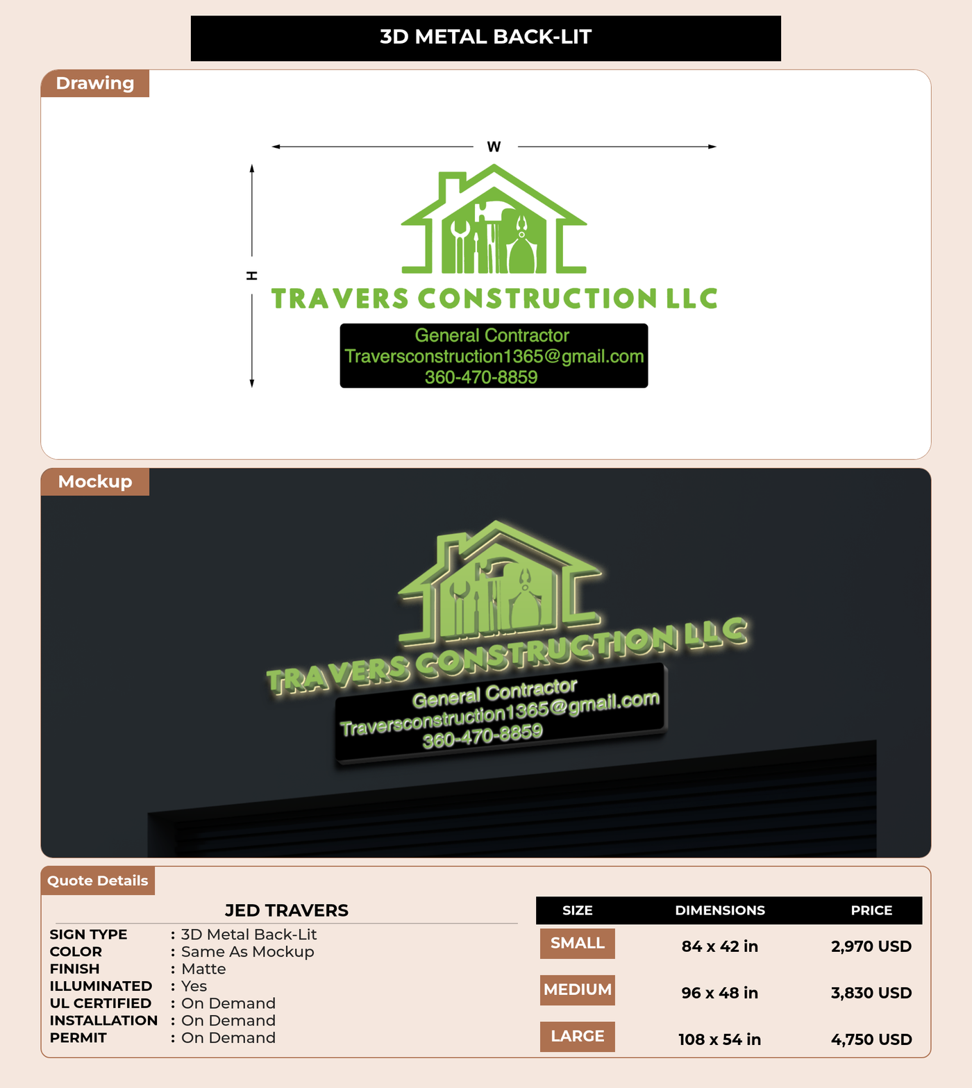 CUSTOM MOCKUP SIGN FOR Jed travers