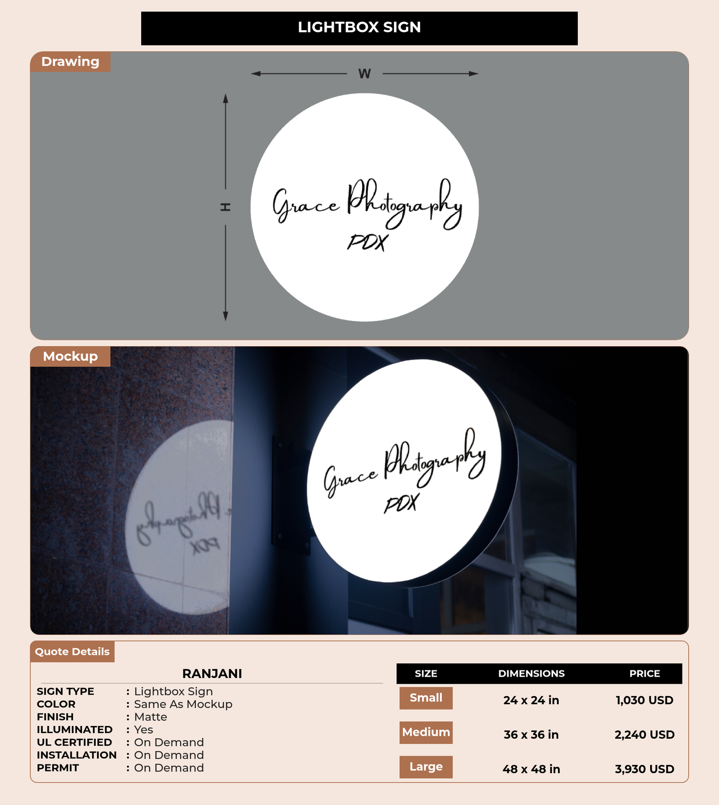 CUSTOM MOCKUP SIGN FOR Ranjani