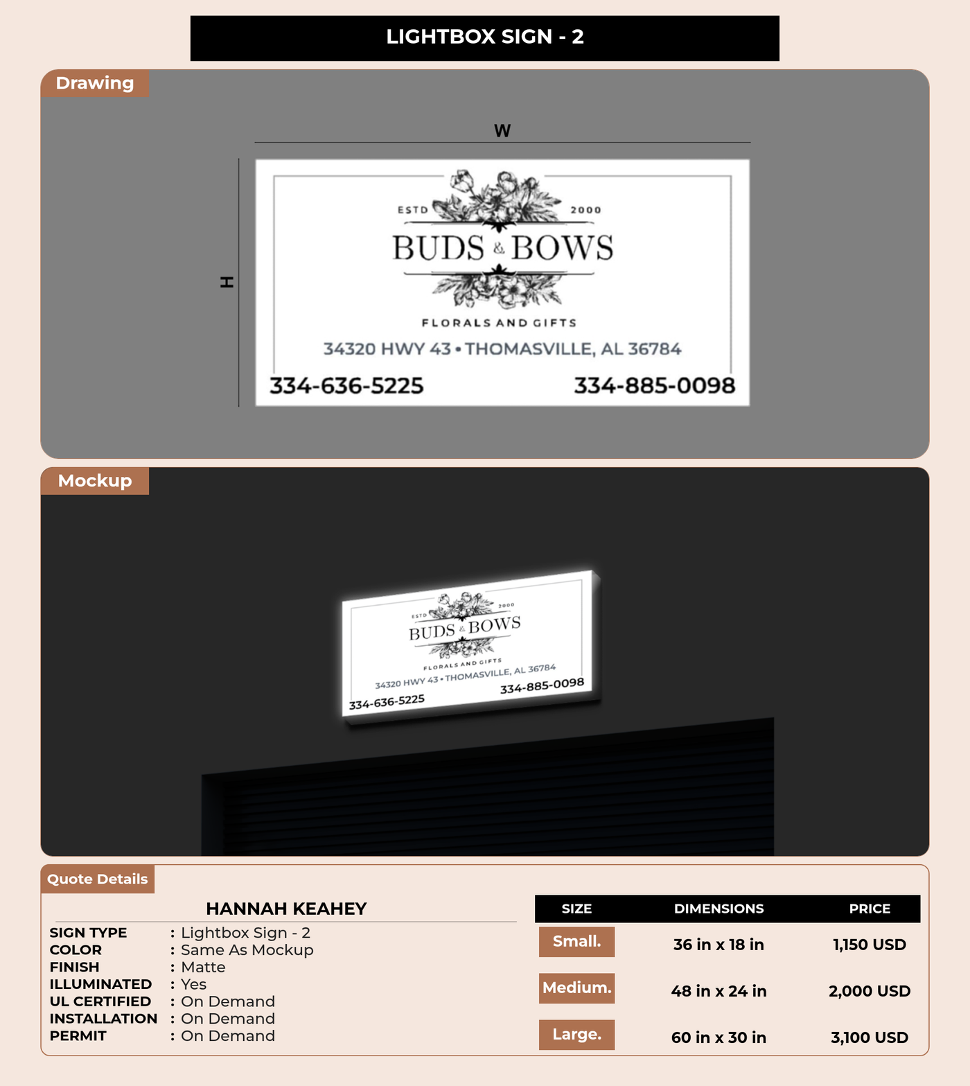 CUSTOM MOCKUP SIGN FOR Hannah Keahey