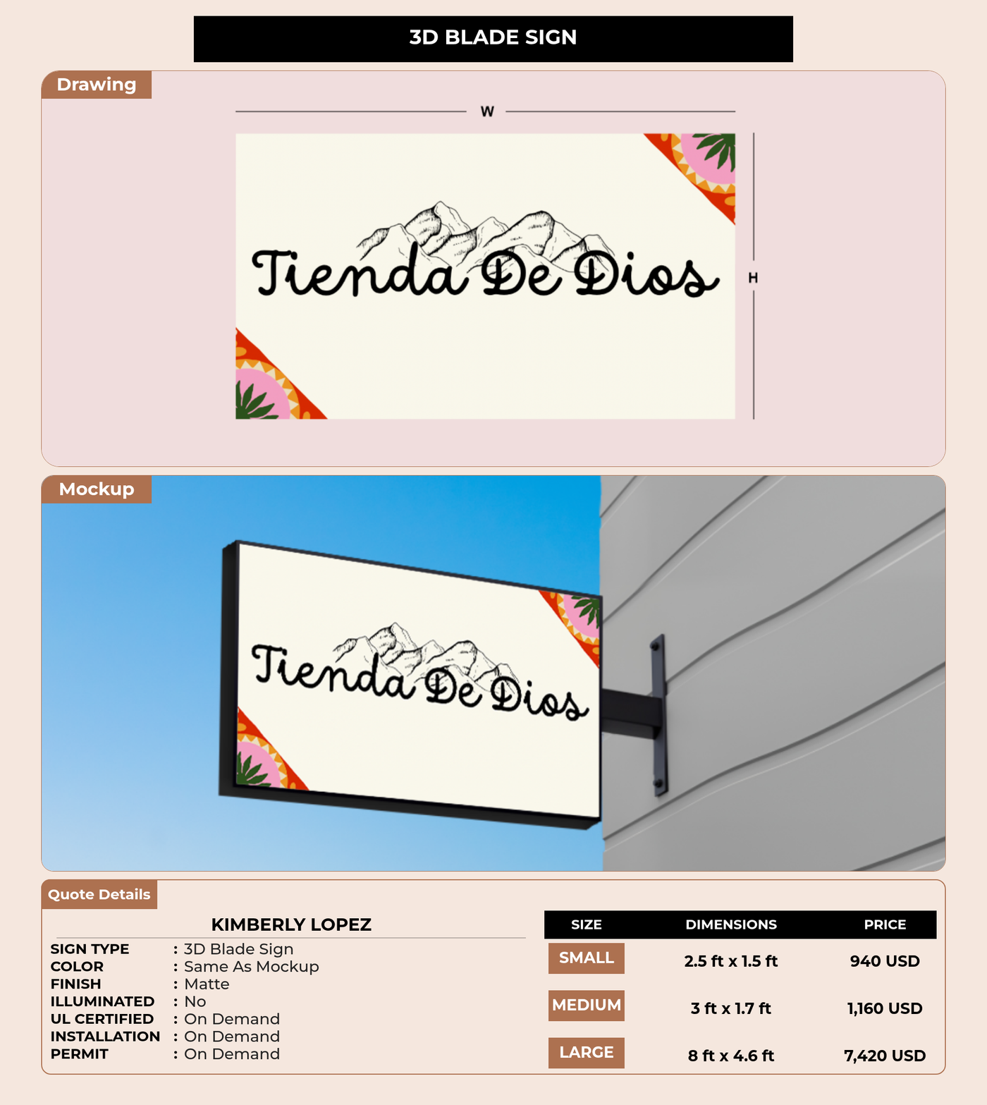 CUSTOM MOCKUP SIGN FOR Kimberly Lopez