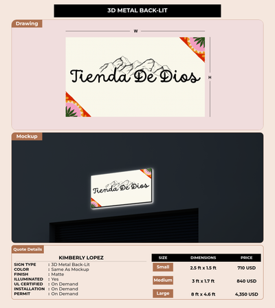CUSTOM MOCKUP SIGN FOR Kimberly Lopez