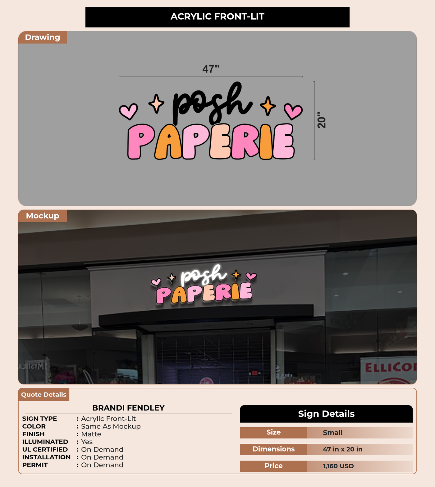 CUSTOM MOCKUP SIGN FOR Brandi Fendley