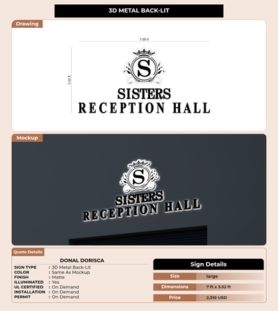 CUSTOM MOCKUP SIGN FOR donal dorisca