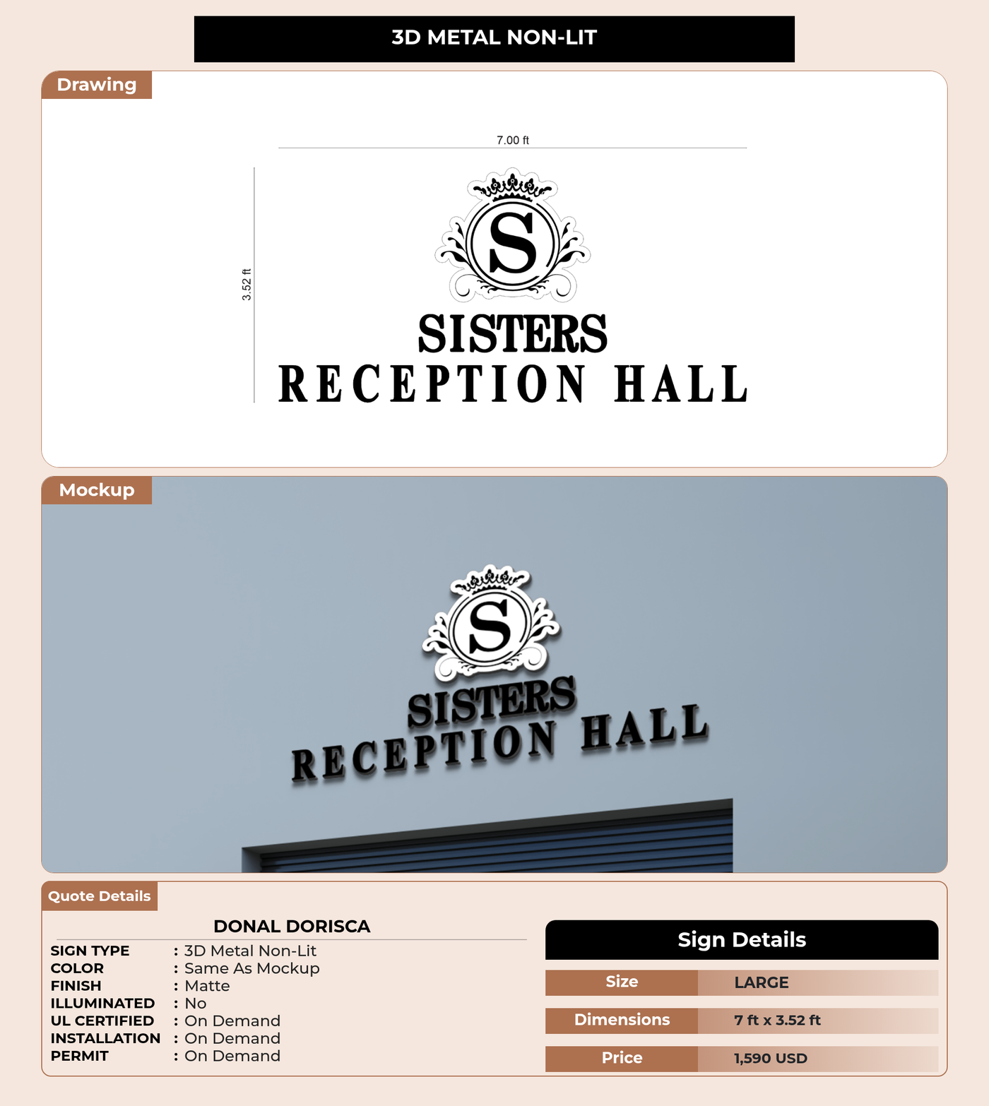 CUSTOM MOCKUP SIGN FOR donal dorisca