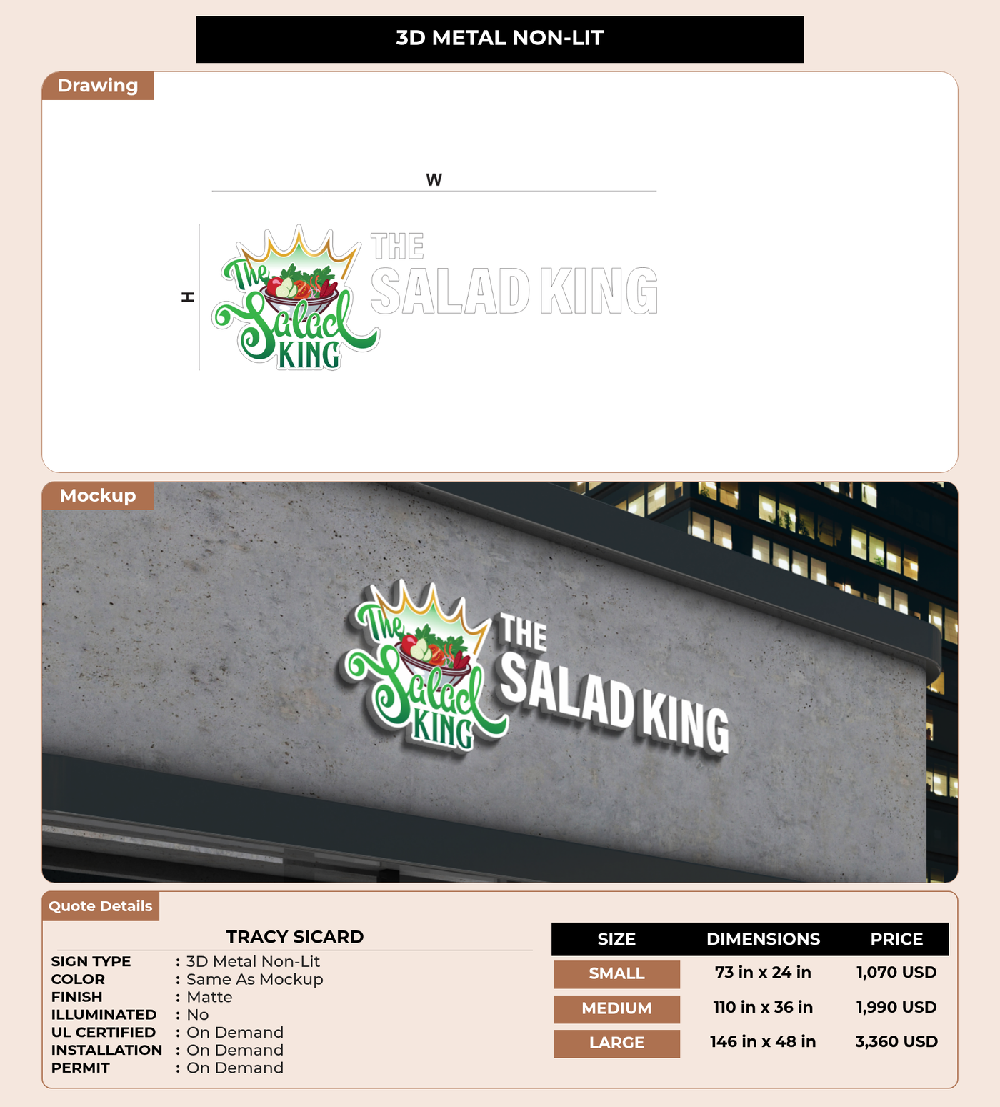 CUSTOM MOCKUP SIGN FOR Tracy Sicard