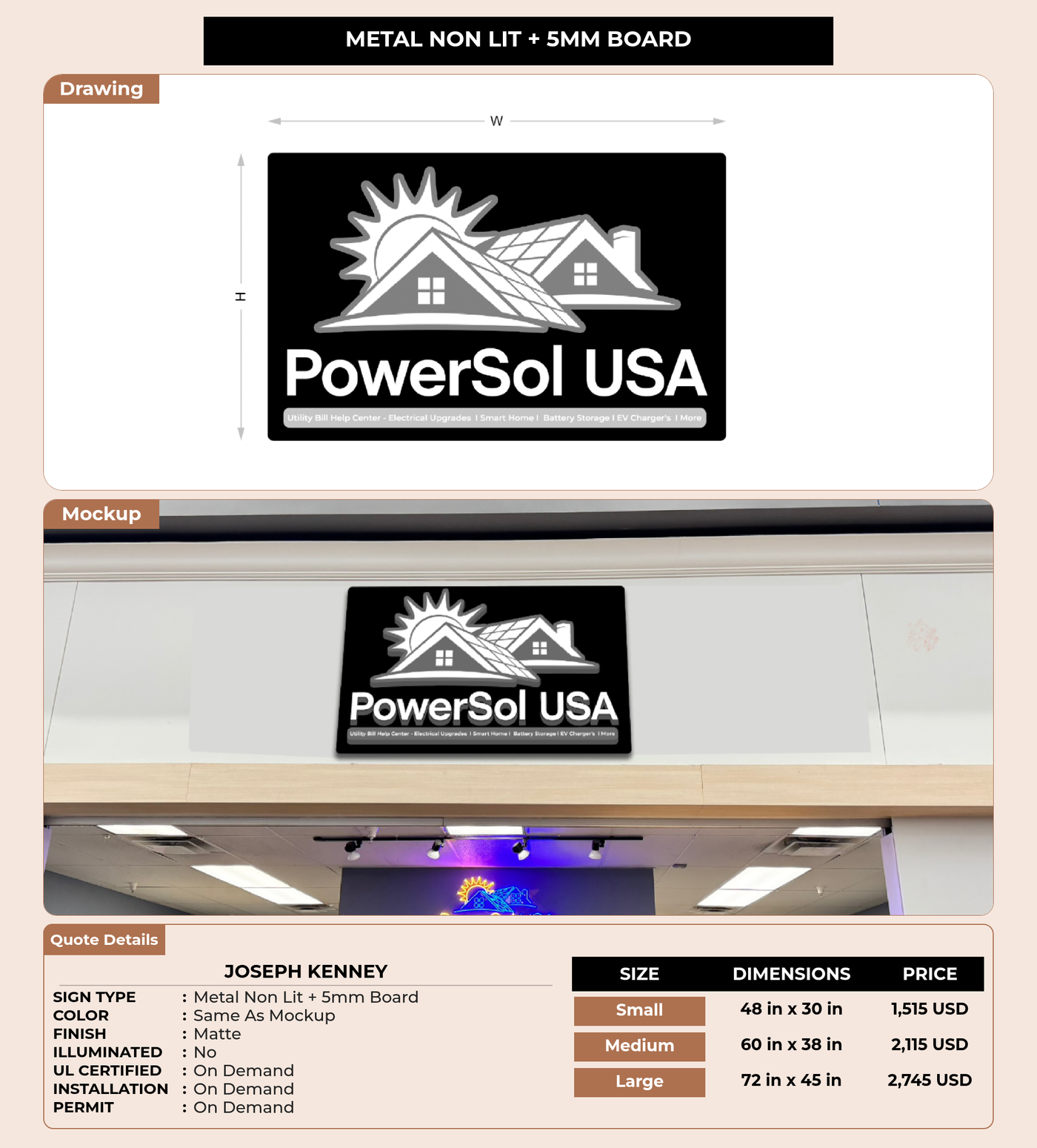 CUSTOM MOCKUP SIGN FOR joseph Kenney