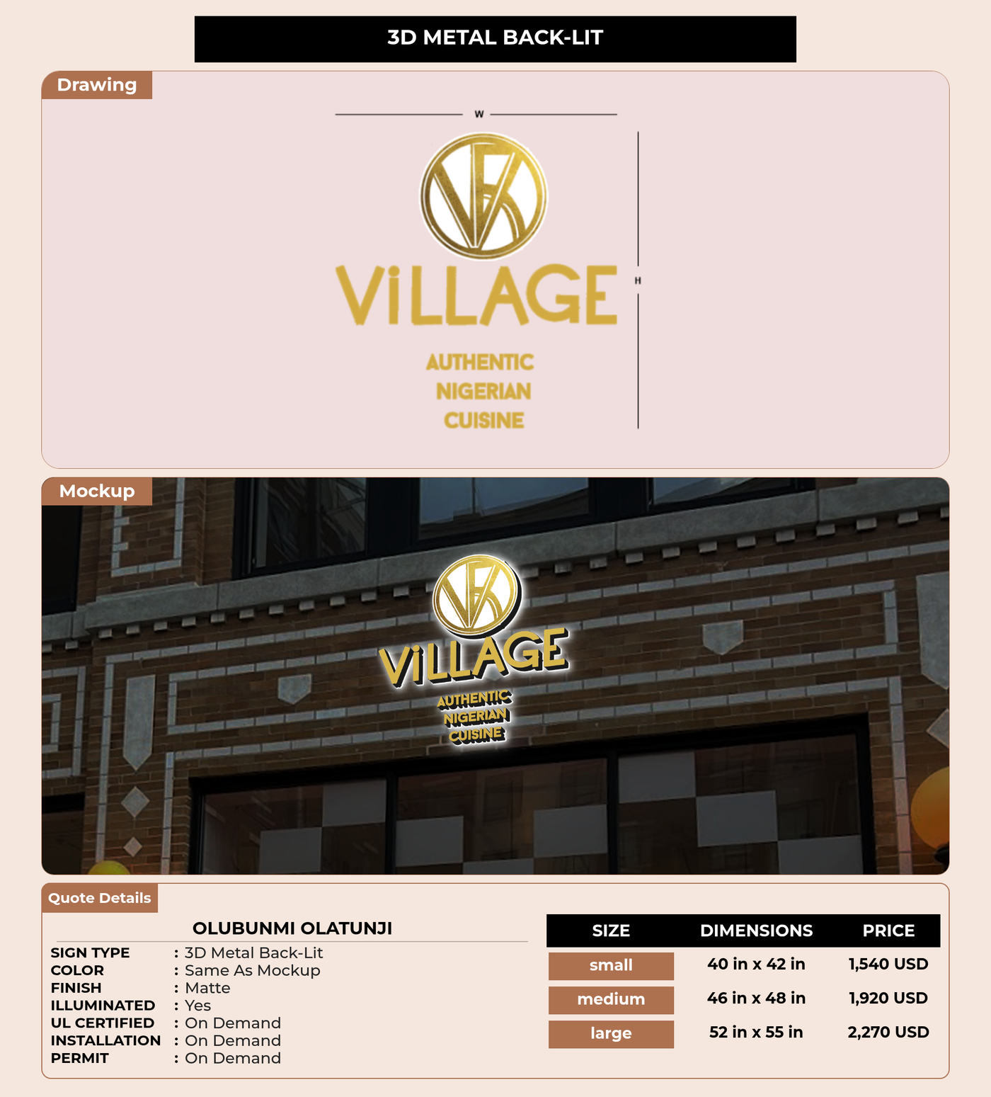 CUSTOM MOCKUP SIGN FOR Olubunmi Olatunji