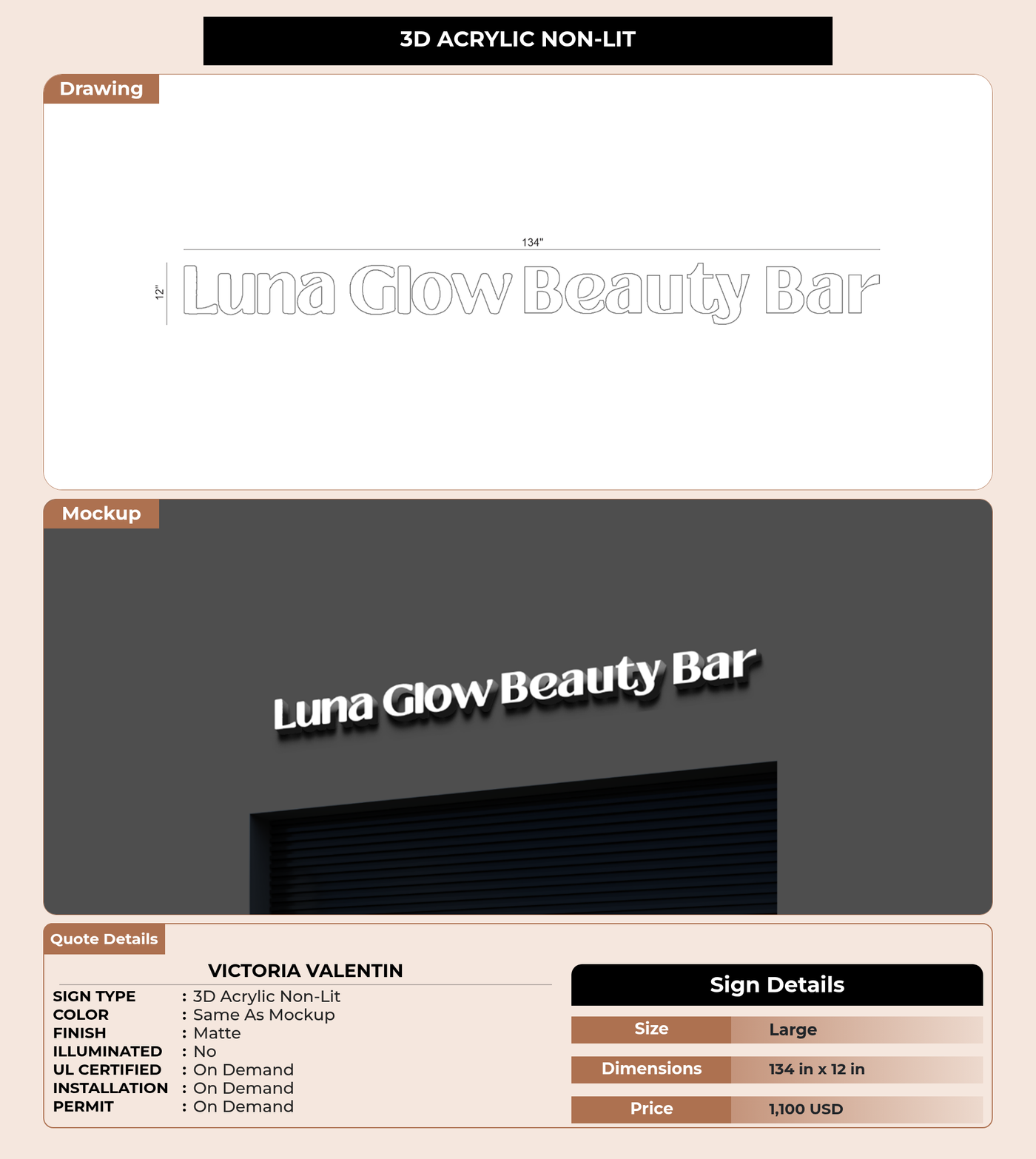 CUSTOM MOCKUP SIGN FOR Victoria Valentin