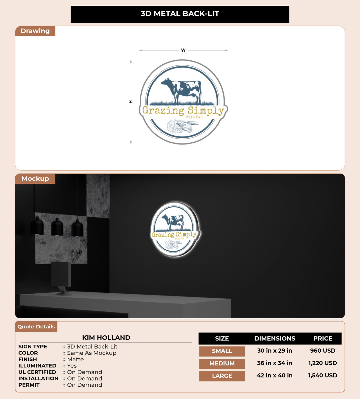 CUSTOM MOCKUP SIGN FOR Kim holland